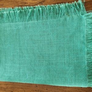 Green Woven Jute (Burlap) Placemats With Fringe Set of 2